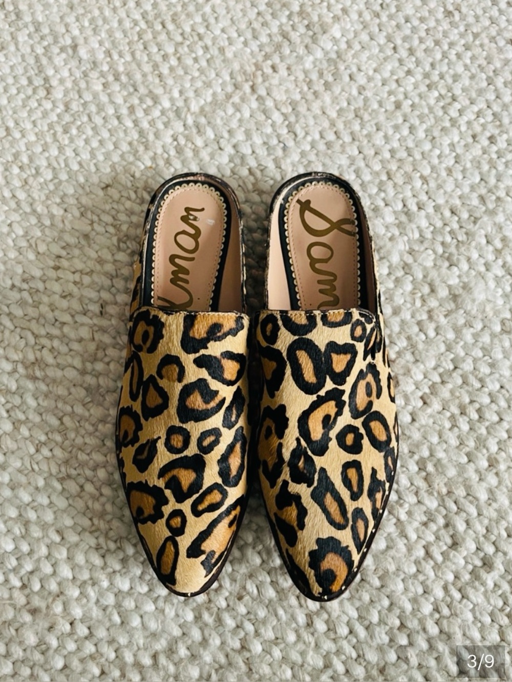 Sam Edelman Leopard-Print Slip-On Mules in Tan and Black - Picture 3 of 9